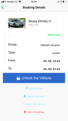 CARSHARING app - Booking detail